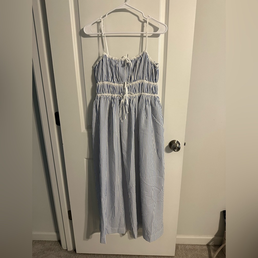 Front Tie Striped Maxi Dress